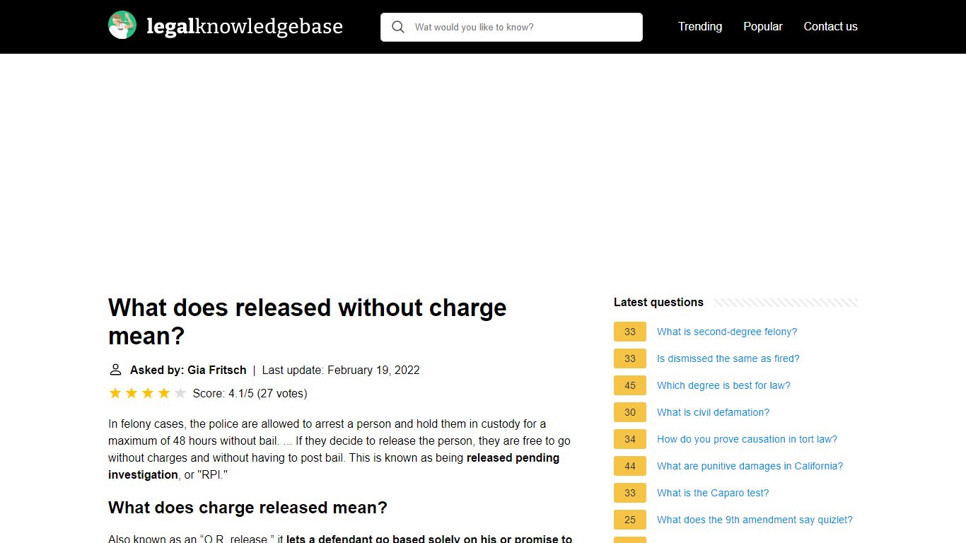 What does released without charge mean? - legalknowledgebase.com